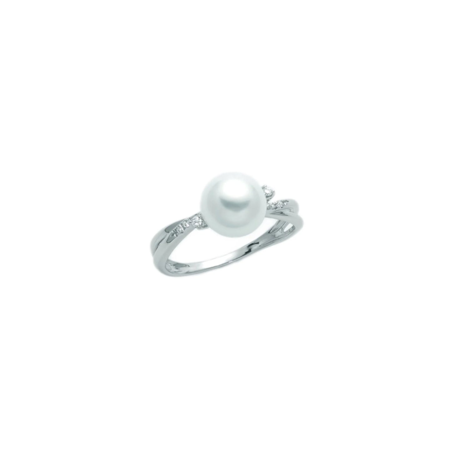 Miluna Anello in Oro Bianco con Perla e Diamanti - PLI1636