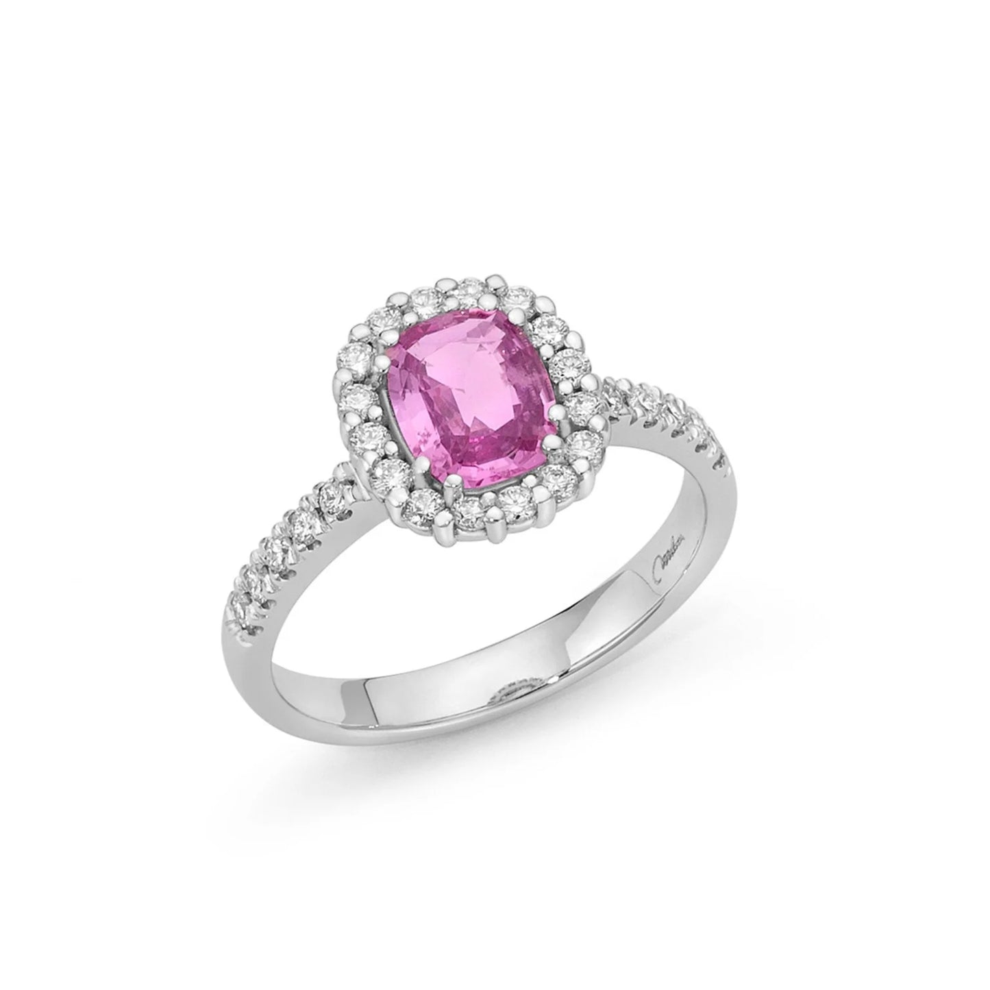 Miluna Anello in Oro Bianco con Zaffiro Rosa e Diamanti - LID3495