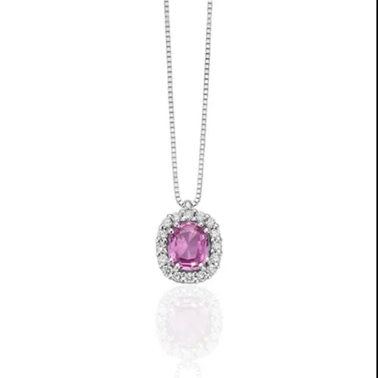 MILUNA COLLANA CON ZAFFIRO ROSA E DIAMANTI CLD4390